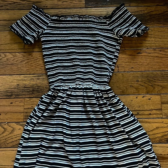 Bluenotes size S black and white stripes with pockets mini dress - Picture 2 of 4